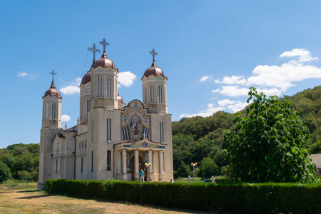 Constanta, Romania - August 04, 2020: Saint Andrew Cave Monastery near Ion Corvin, Constanta, Romania.のeditorial素材