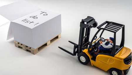 Miniature forklift box to do listの写真素材