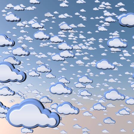 3d render of cartoon style clouds.の写真素材