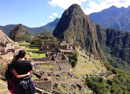 Machu Picchu in Cusco in Peru, known to the lost city of the Incasの写真素材