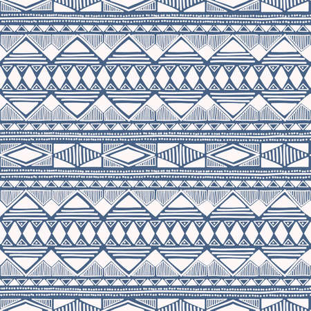 Blue and white seamless pattern. Ethnic background. Vector illustration. Drawing by hand.のイラスト素材