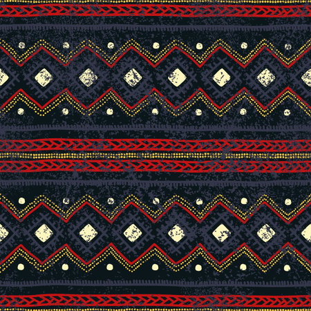Ethnic seamless background. Tribal geometric color pattern.のイラスト素材