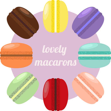 Lovely macaroons. Multicolored set. Illustration.のイラスト素材