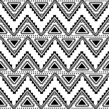 Seamless ethnic pattern. Black and white illustration.のイラスト素材