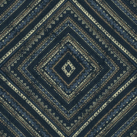 Seamless ethnic background. Vintage geometric pattern. Mosaic.のイラスト素材