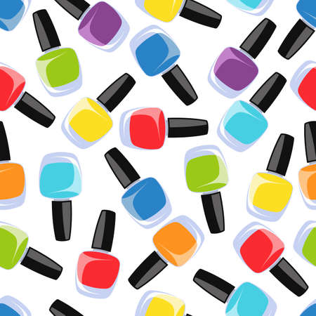 Multi color nail polish. Vector seamless pattern.のイラスト素材