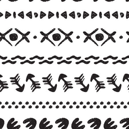 Black and white seamless ethnic background . Cute abstract . illustration.のイラスト素材