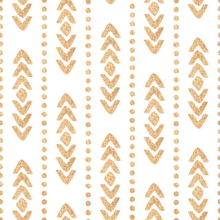 Seamless ethnic vector golden texture on a white background. Sweetheart vector illustration.のイラスト素材