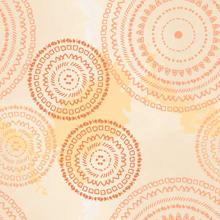 Beige seamless ethnic pattern. Vector illustration handmade. The circular pattern.のイラスト素材