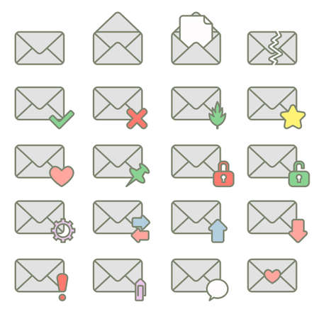 Set of icons for messages. illustration.Cartoon style.のイラスト素材