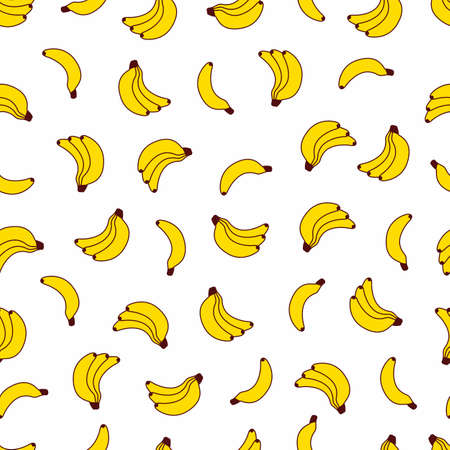 Seamless pattern with bananas. Yellow exotic fruit on a white background.のイラスト素材