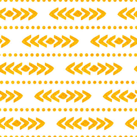 Seamless ethnic golden texture on a white background. Sweetheart illustration.のイラスト素材