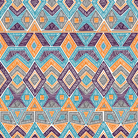 Seamless geometric pattern. Orange, blue and gray.のイラスト素材