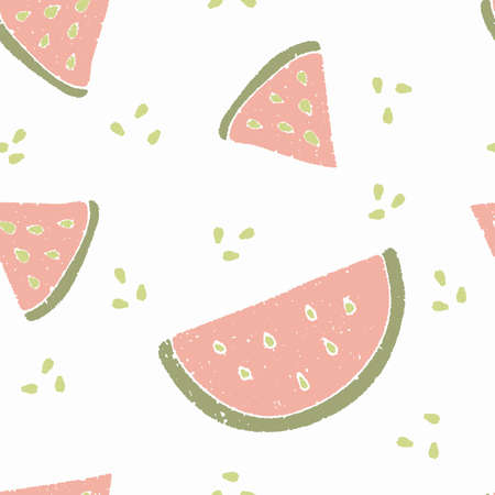 Seamless cute watermelon pattern. Vector illustration of summer.のイラスト素材