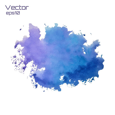 Abstract  watercolor background, stain watercolors colors on wet paper. Blue and violet colors. illustration.のイラスト素材