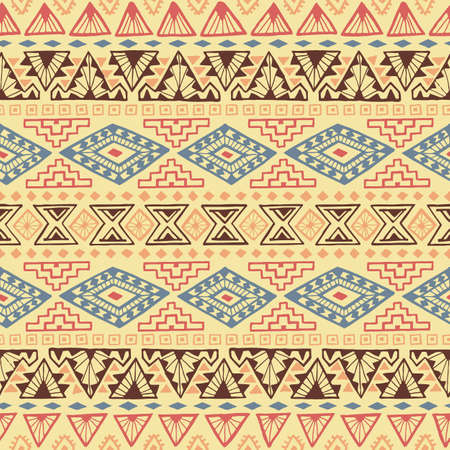 Seamless geometric pattern with tribal motifs. Ethnic ornament. Vector illustration.のイラスト素材