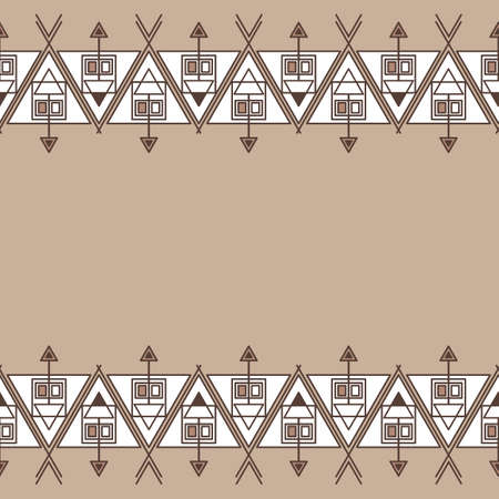 Ethnic seamless geometric pattern. Empty space for your text. Vector illustration.のイラスト素材