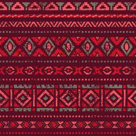 Ethnic seamless background. Tribal geometric color pattern. Hand drawn.のイラスト素材
