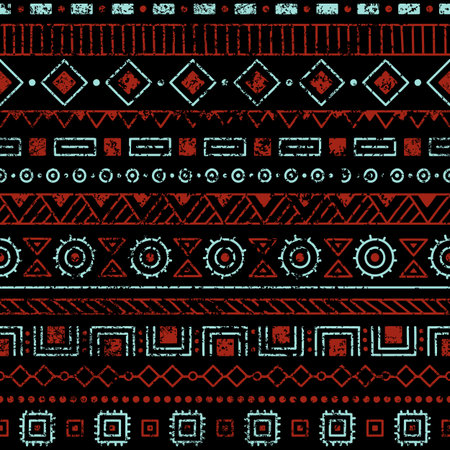 Seamless ethnic pattern. Tribal and aztec motifs. Grunge texture. Brown and white vintage print....