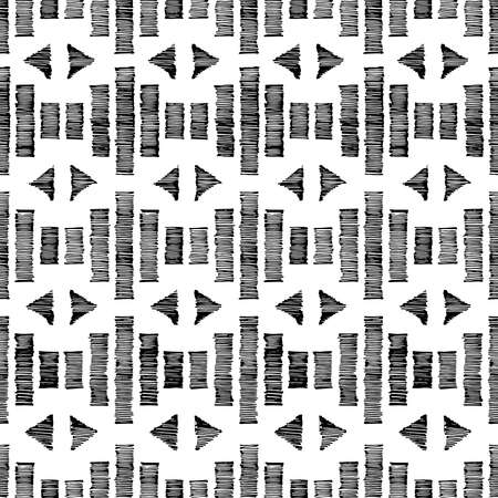 Seamless black and white pattern. Graphics drawn in pencil on paper. Simple print for textiles.のイラスト素材