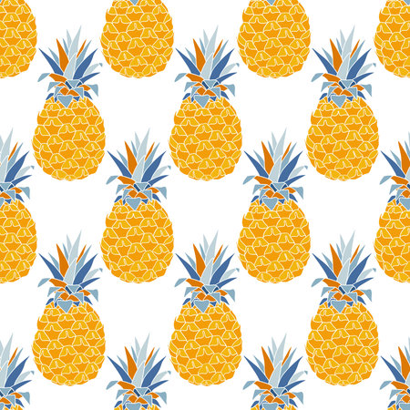 Pineapples seamless pattern. Cute summer print for textiles.のイラスト素材