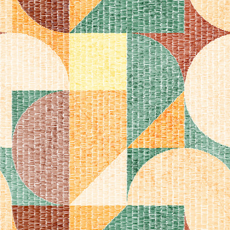 Seamless geometric embroidery pattern. grunge texture. Bohemian print for home decor, carpets,...