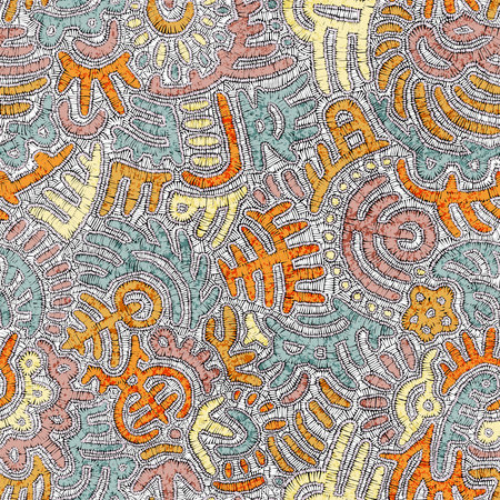 Seamless bohemian pattern. Embroidered patchwork ornament.の写真素材