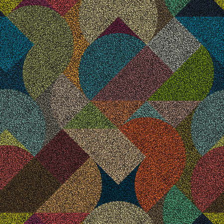 Seamless embroidery pattern in polka dot style. Grunge texture. Abstract geometric ornament. Punch needle embroidery, handmade, carpet print.のイラスト素材