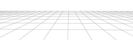 Technology wireframe landscape. Vector perspective grid. Digital space. Mesh on a white background.