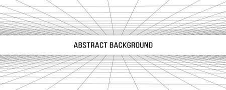 Technology wireframe landscape. Vector perspective grid. Digital space. Mesh on a white background.のイラスト素材