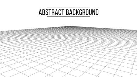 Technology wireframe landscape. Vector perspective grid. Digital space. Mesh on a white background.のイラスト素材