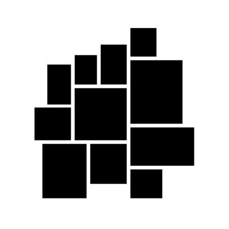 Vector empty photo frame. Collage template for 11 pictures. Frames for memory.のイラスト素材