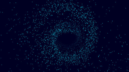 Abstract wireframe tunnel. Vector blue wormhole. 3D portal grid. Futuristic fantasy funnel.のイラスト素材