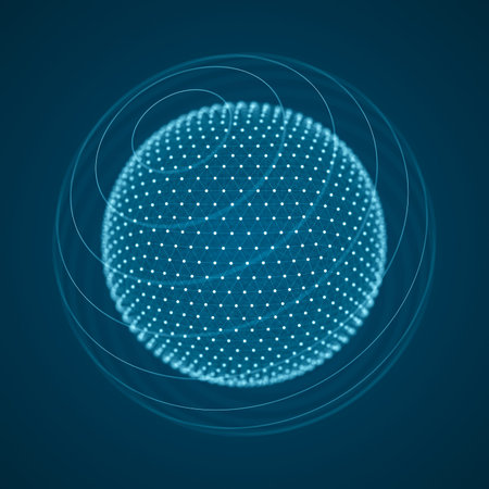 Futuristic blue sphere of particles and lines. Network connection big data. Abstract technology...