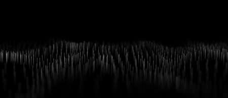 Abstract technology wave of particles. Big data visualization. Dark background with motion white lines. Artificial intelligence. 3d rendering.の写真素材