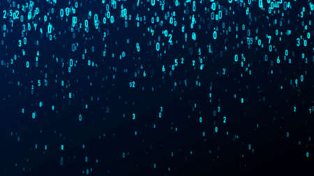 Technology binary code. Random falling blue digits on screen. Hacked software. Matrix sciense background. Big data analytics. 3D rendering.の写真素材