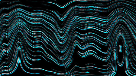 Hacked computer screen with glitch effect. Error templates with distortion lines. Abstract digital background with colored noise waves. 3D rendering.の写真素材