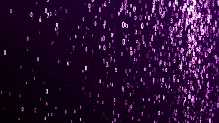 Technology binary code. Random falling pink digits on screen. Hacked software. Matrix sciense background. Big data analytics. 3D rendering.の写真素材