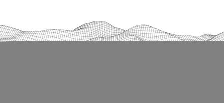 Vector mountain wireframe landscape. Technology polygonal terrain. Futuristic white background.のイラスト素材