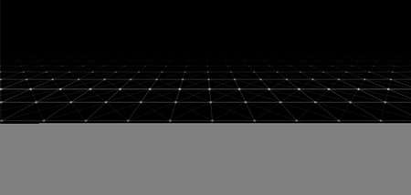 Technology wireframe landscape. Vector perspective grid. Digital space. Mesh on a black background.のイラスト素材