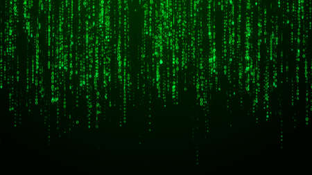 Technology binary code. Random falling green digits on screen. Hacked software. Matrix sciense background. Big data analytics. 3D rendering.の写真素材