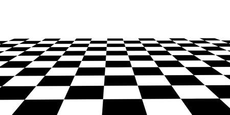 Vector checkerboard perspective grid. Technology wireframe landscape. Chess board black and white background.のイラスト素材