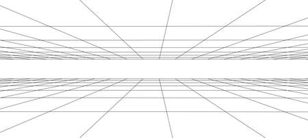 Technology wireframe landscape. Vector perspective grid. Digital space. Mesh on a white background.のイラスト素材