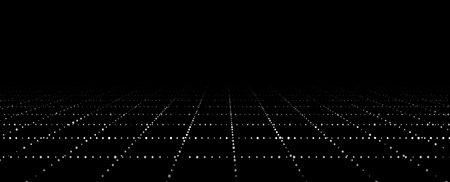 technology wireframe landscape. vector perspective grid. digital space. White mesh on a black...