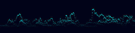 Abstract dynamic music wave. technology background. Sound equalizer with blue dots. Vector stock, exchange or cryptocurrency chart.のイラスト素材