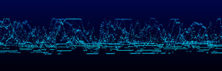 Abstract dynamic music wave. technology background. Sound equalizer with blue dots. Stock, exchange...