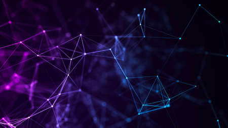 Cyber network connection structure. Technology connect big data. Science background. Business futuristic backdrop. 3D rendering.の写真素材