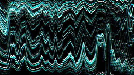 Hacked computer screen with glitch effect. Error templates with distortion lines. Abstract digital background with colored noise waves. 3D rendering.の写真素材
