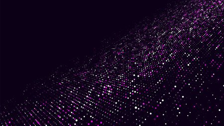 Pink dots texture with noise effect. Abstract halftone background. Vector glitch backdrop. Digital screen with matrix or binary code.のイラスト素材