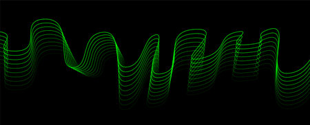 Abstract dynamic music wave. technology background. Vector sound wave with green lines.のイラスト素材
